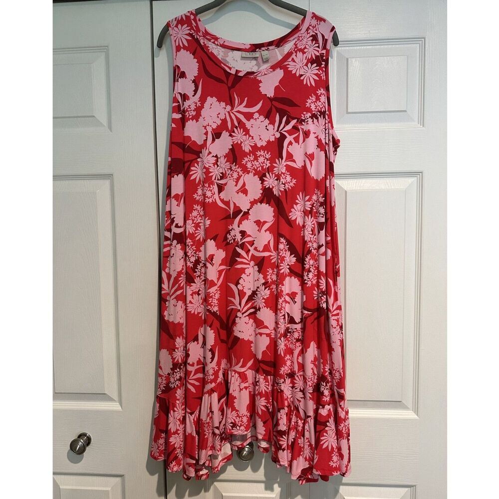 LOGO Lori Goldstein Pink Floral Print Sleeveless Dress